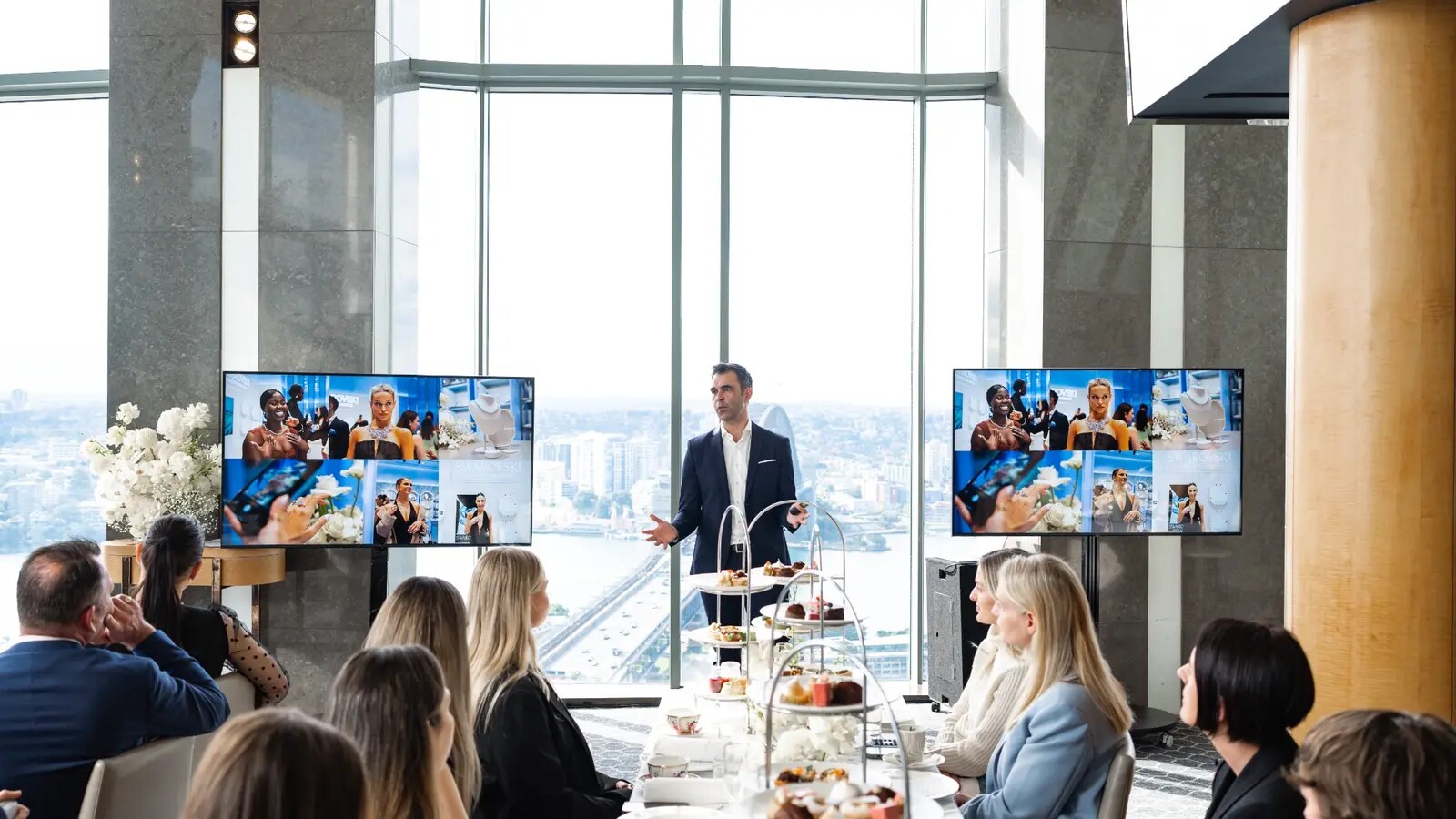 Gonçalo presenting at a Swarovski Created Diamonds launch event
